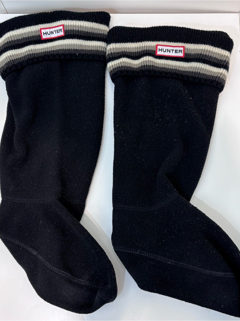 Hunter Black Boot Socks Liners with Striped Cuff size medium (5-7)